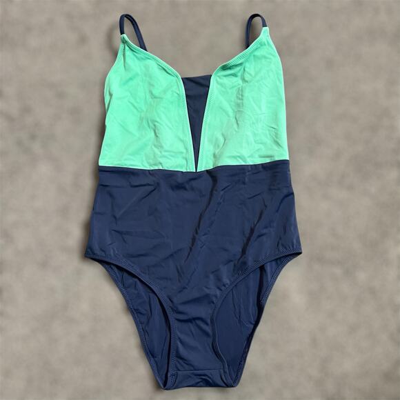 Lively The V One Piece Swimsuit SMALL Creme De Menthe Colorblock Beach Vacation - Picture 2 of 9